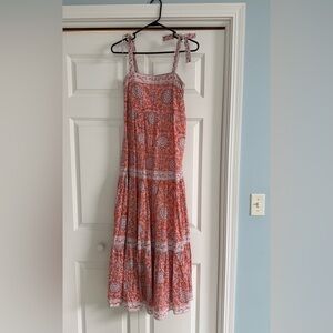 Jude Connally Coral Paisley Tiered Maxi Dress